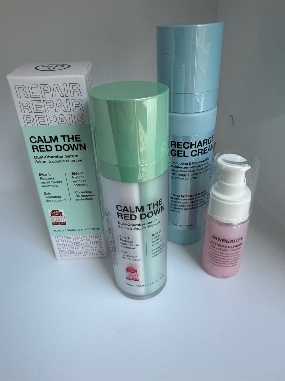 NIB/ NWT INNBEAUTY Recharge Gel Cream, Calm the Red Down + Mini Cleanser